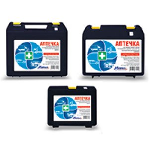 Аптечка первой помощи автомобильная Пластиковый футляр. Габариты (200х165х70)